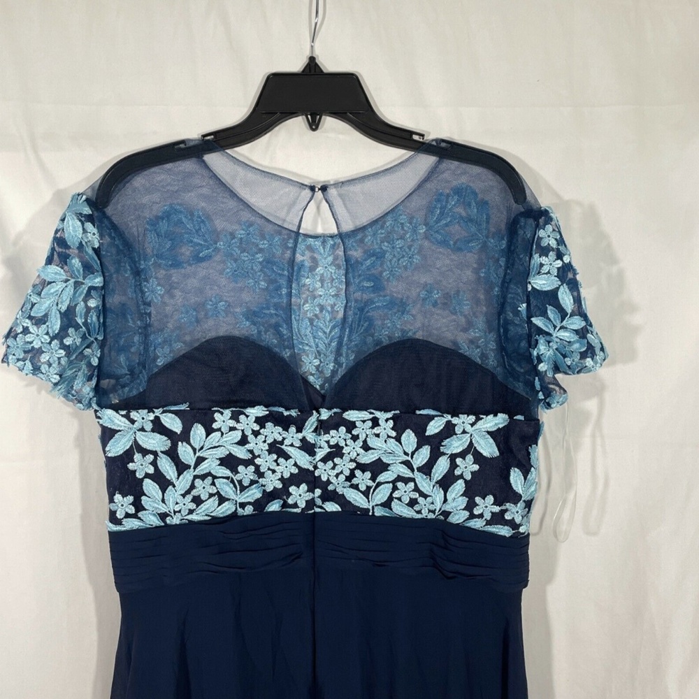 NEW $298 JS Collections Embroidered Illusion Bodice Gown Navy [SZ‎ 16 ] - Picture 11 of 12